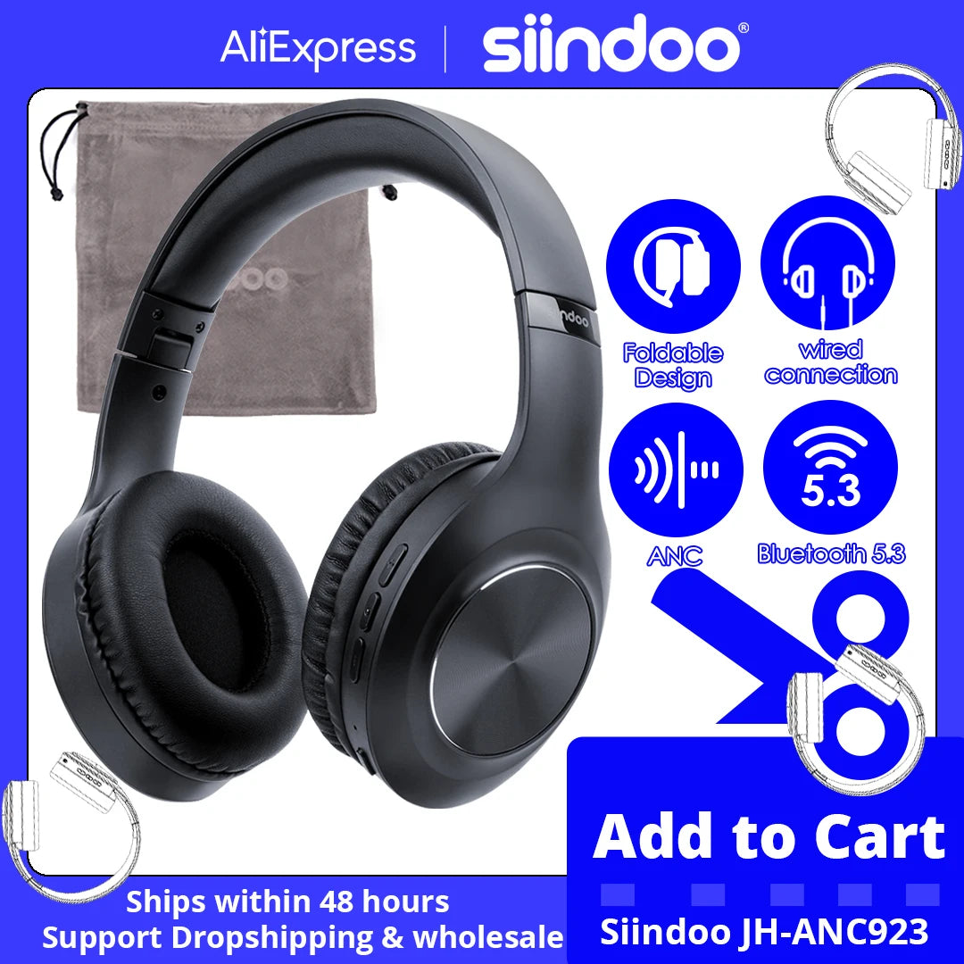 Siindoo JH-ANC923 Active Noise Cancelling Wireless Headset